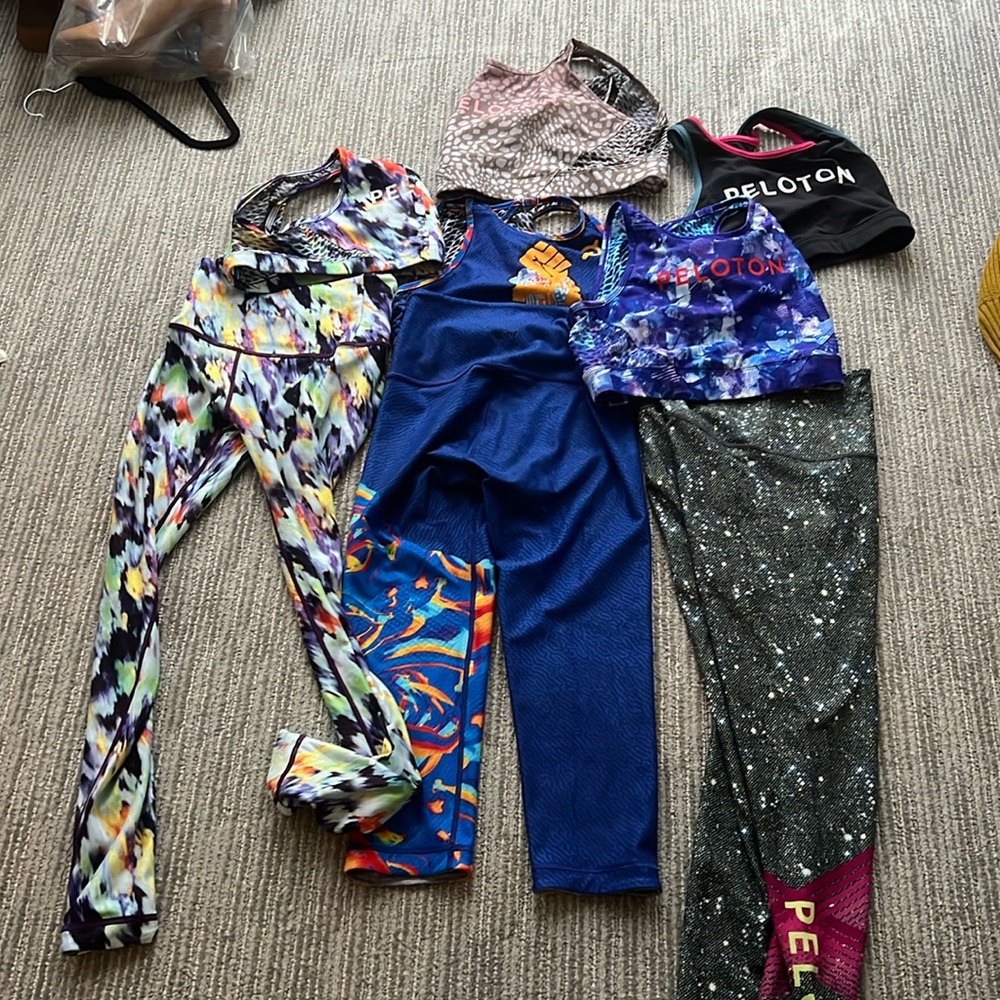 Peloton lot. Two matching sets.  Almost all small. One set is xsmall
